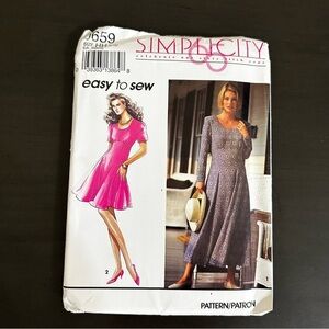 Vintage Sewing Pattern Simplicity Dress Size HH Easy To Sew Floral 1990 90s